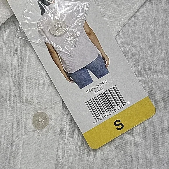Jessica Simpson Womens Shirt Top Small Size White Button Short Sleeves Gauze - Picture 9 of 11
